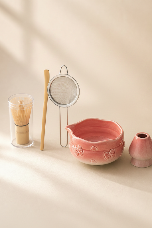 Styled Bamboo Ritual matcha tools for photography