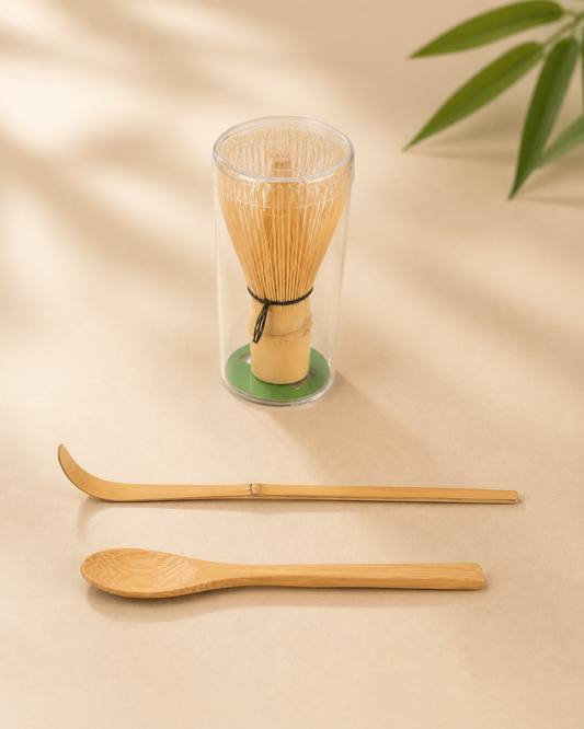 Bamboo matcha whisk and matcha tools for chasen care
