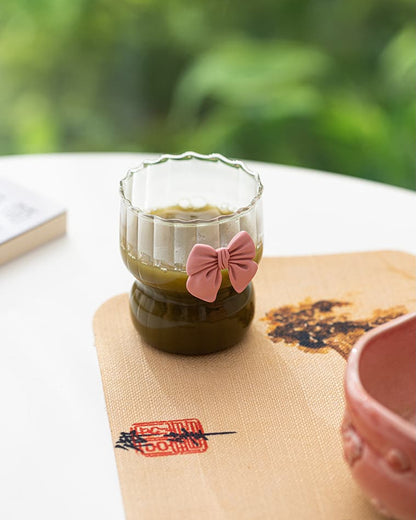 Japanese style ceramic matcha gift set with pink case and tea accessories