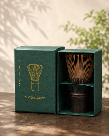 Natural purple bamboo matcha whisk packaging image