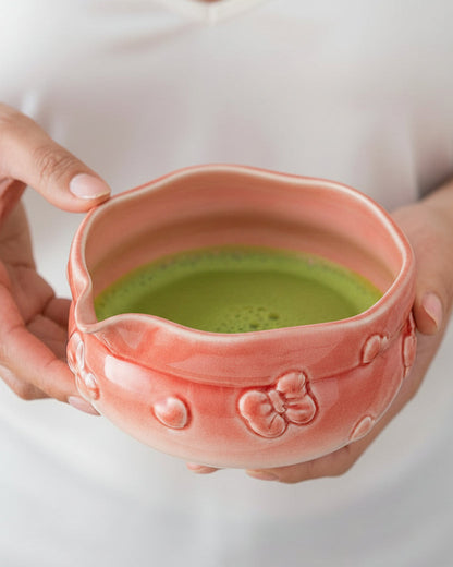 Bamboo Ritual ceramic matcha bowl spout and bottom details