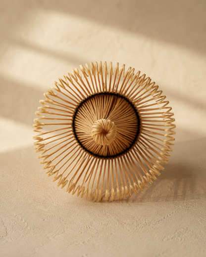 Natural white bamboo matcha whisk side view